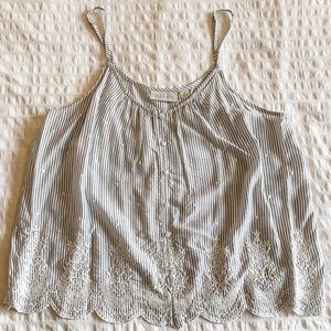 Hinge Embroidered Button Front Tank